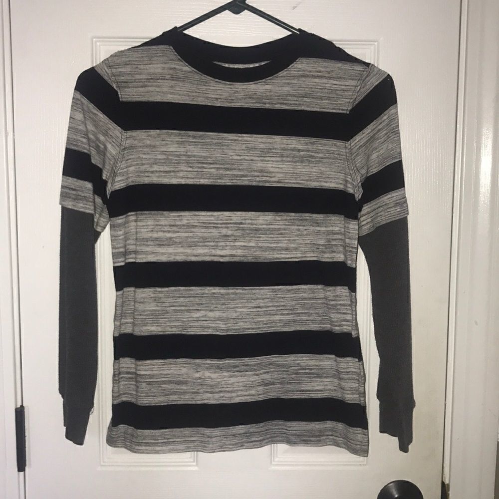 🌸3/$15.00🌸Helix Black and Gray Striped Shirt